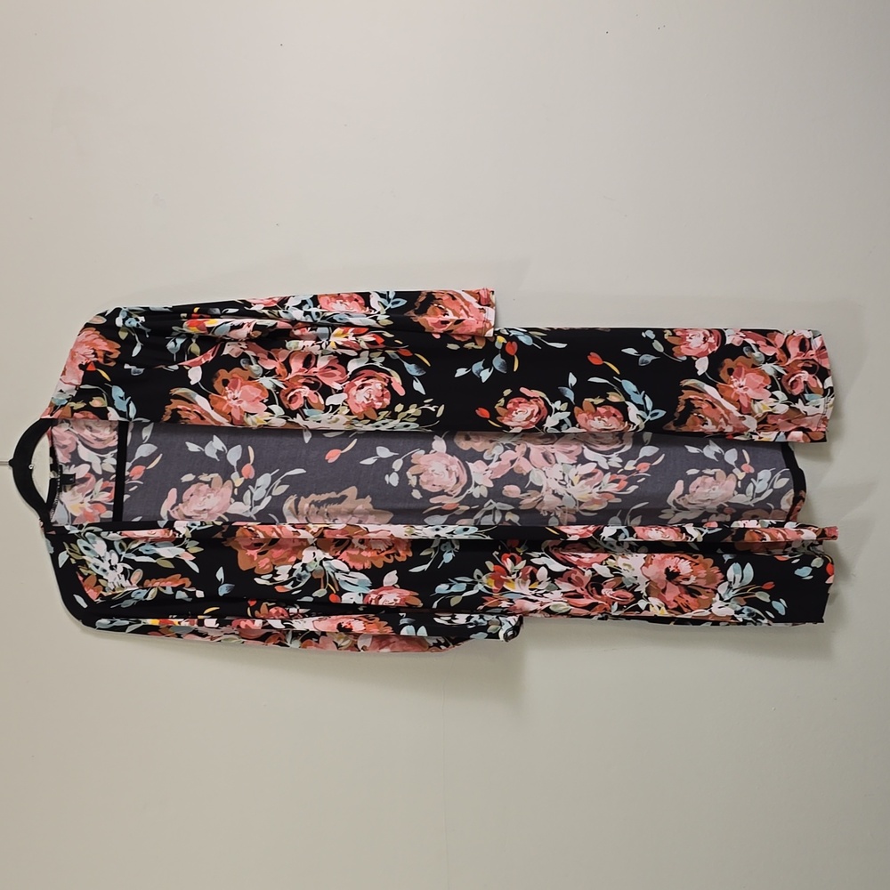 Torrid black and floral cardigan
